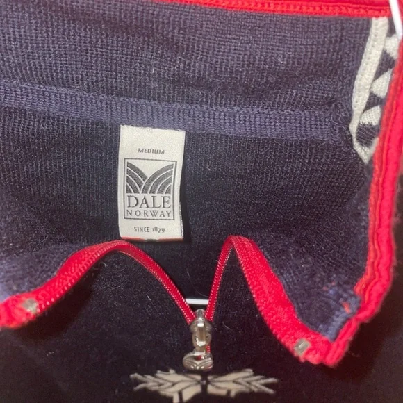 Dale of Norway Navy, Cream and Red 1/4 Zip Sweater - Picture 3 of 4